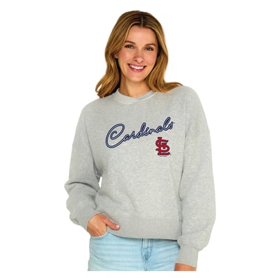  St. Louis Cardinals Soft as a Grape Women's Snuggly Sweatshirt - Heather Gray
