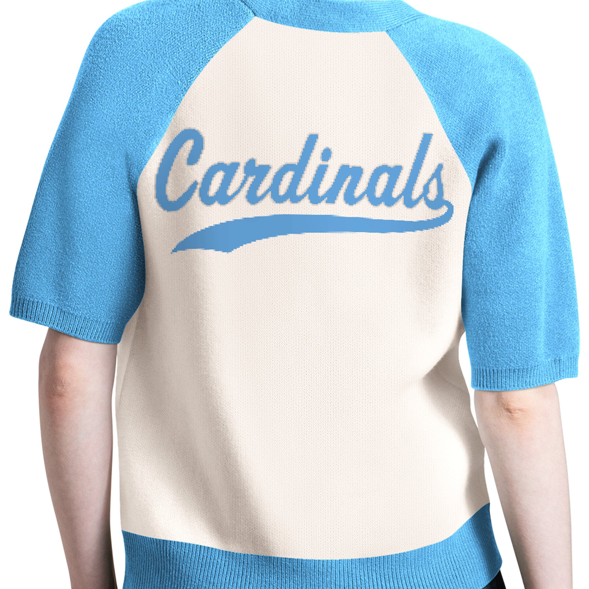 Women's Starter Off White St. Louis Cardinals Cooperstown Collection Key Player Tri-Blend Cropped Button-Up Raglan Short Sleeve Sweater