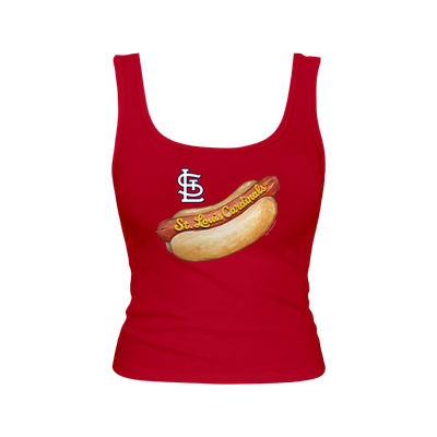 St. Louis Cardinals Tiny Turnip Women's Emmy Hot Dog Tri-Blend Tank Top - Red