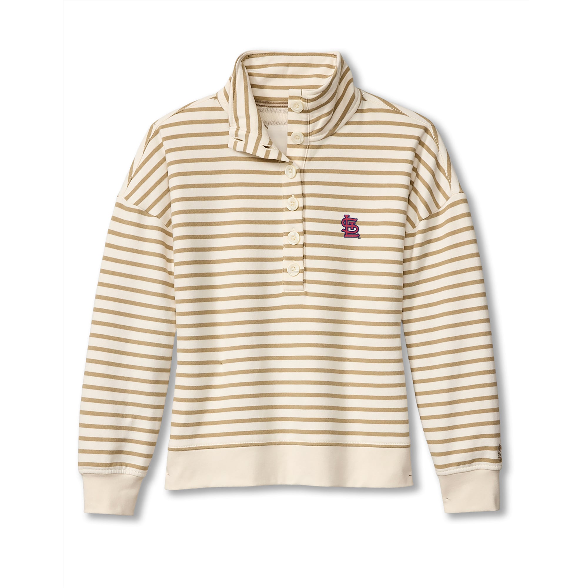 Women's Tommy Bahama  White St. Louis Cardinals Marina Del Mar Stripe Mock Neck Sweatshirt