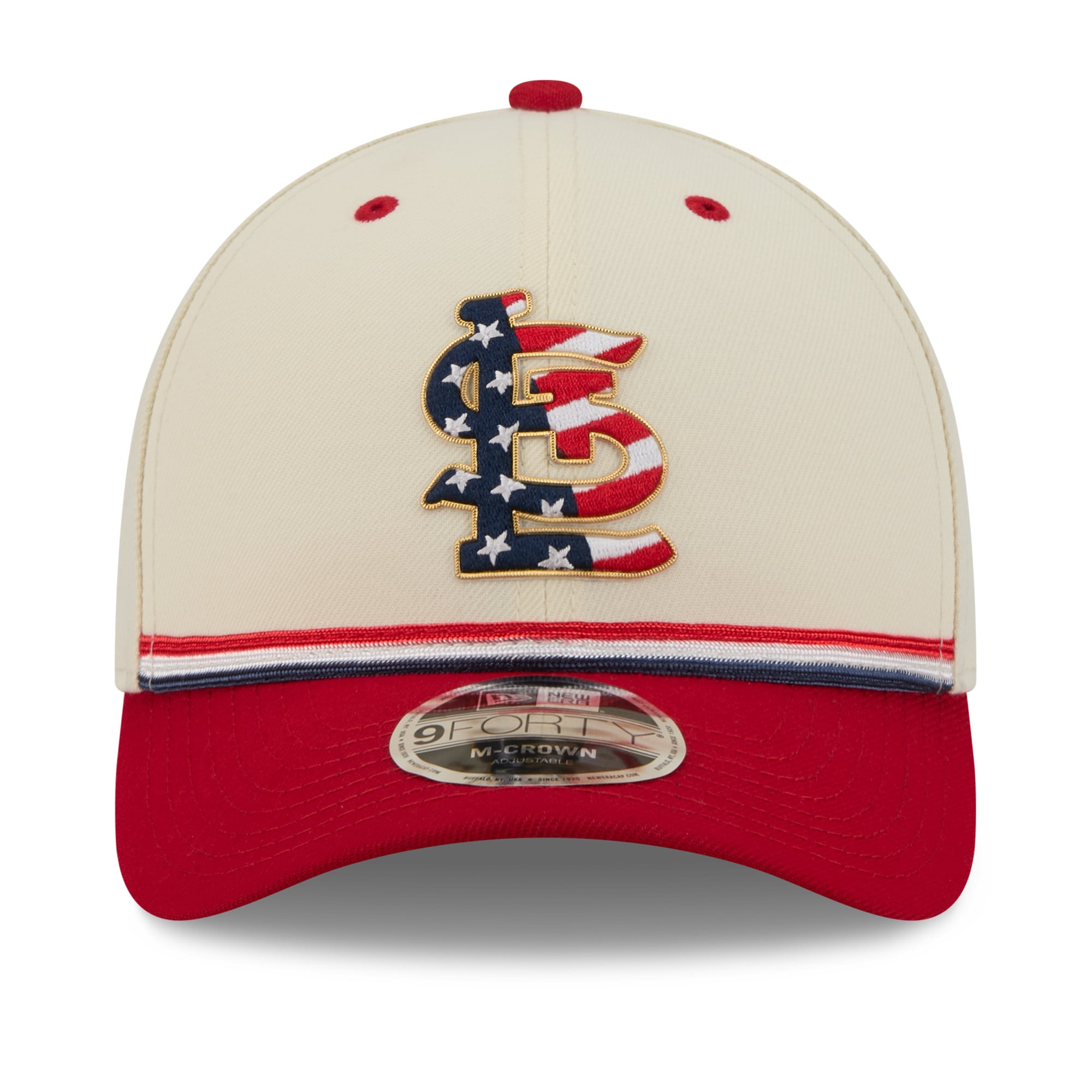 Youth New Era Cream/Red St. Louis Cardinals USA 250 9FORTY M-Crown Adjustable Hat