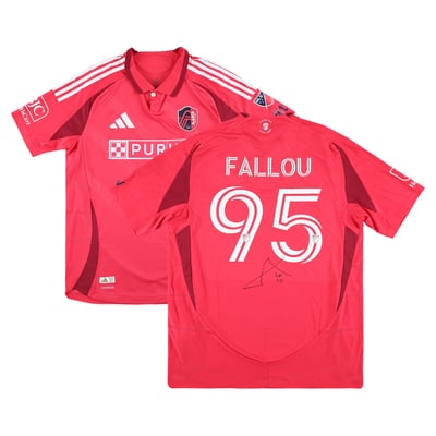 Fallou Fall St. Louis CITY SC Autographed Fanatics Authentic Match-Used #95 Pink Jersey from the 2025 MLS Season - Size L