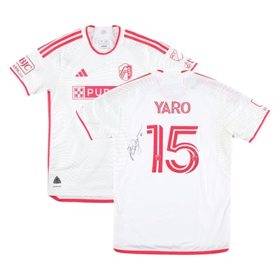 Joshua Yaro St. Louis CITY SC Autographed Fanatics Authentic Match-Used #15 White Jersey from the 2025 MLS Season - Size M