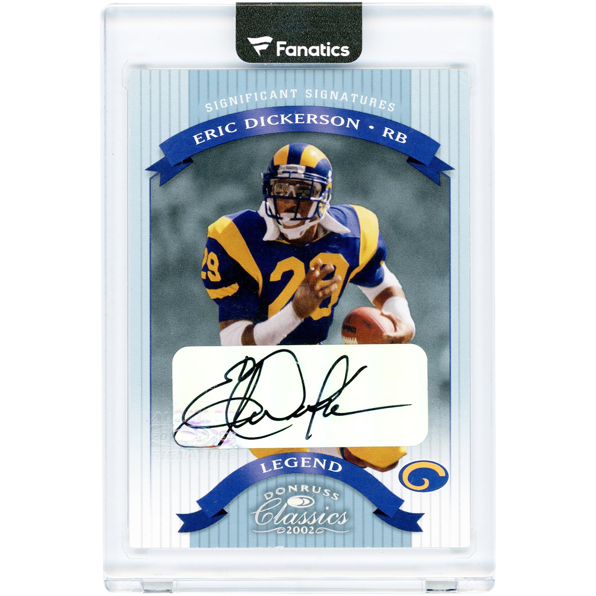 Carte autographiée d'Eric Dickerson (St. Louis Rams) - Collection Donruss Classics 2002 - Signatures importantes - N° 127 - N° 25/25