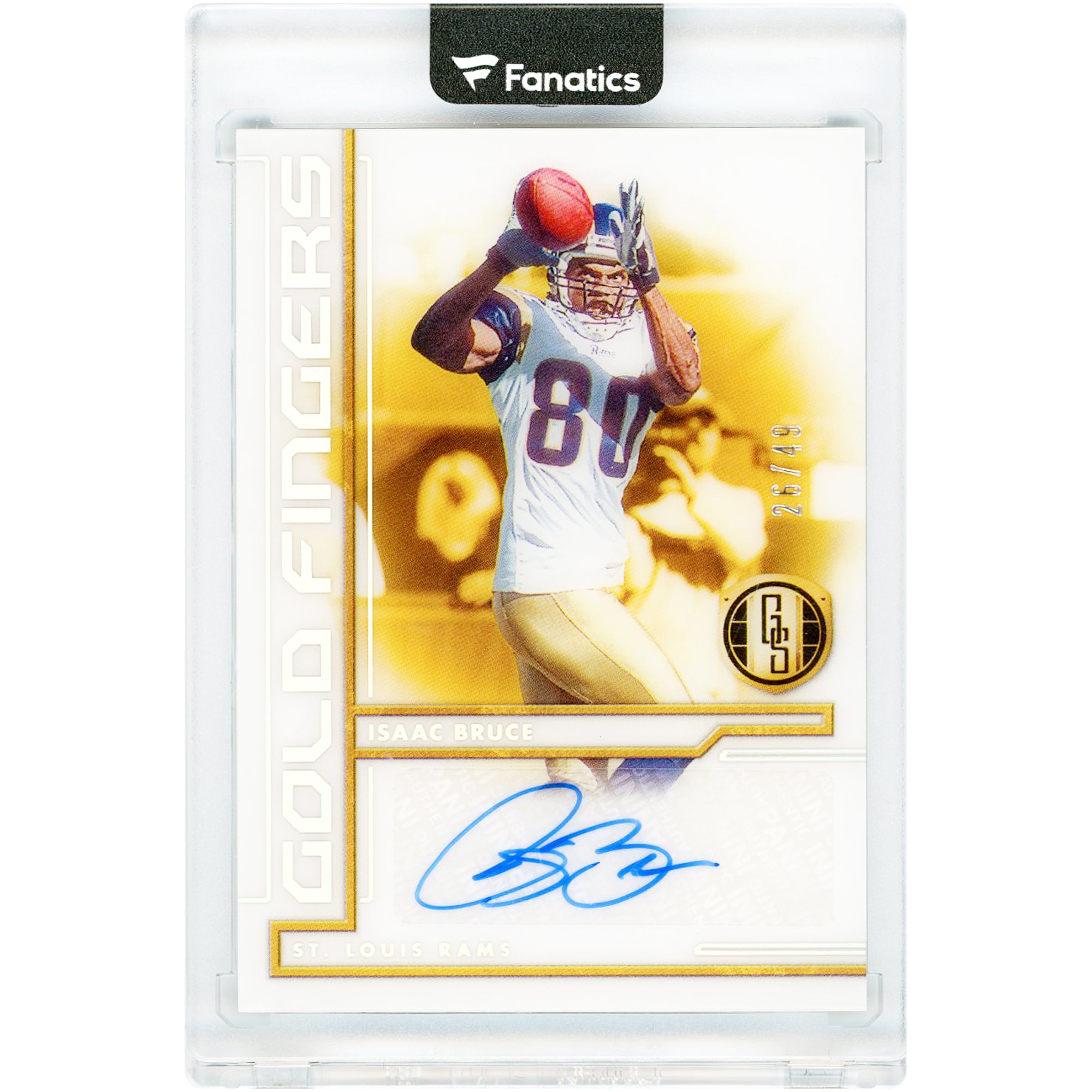 Carte autographiée d'Isaac Bruce (St. Louis Rams) 2024 Panini Gold Standard Gold Fingers #GF-IB #25/49