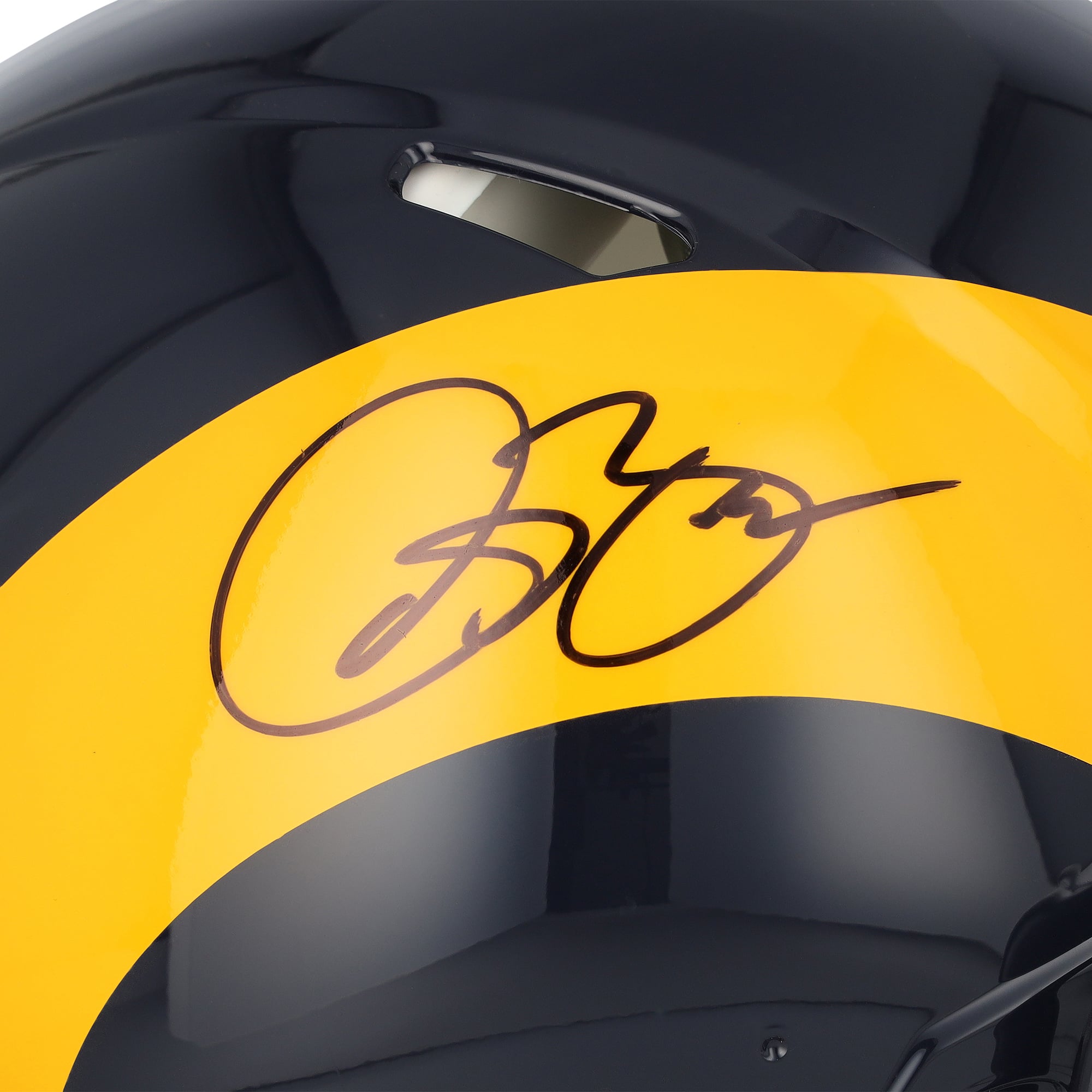 Casque Riddell authentique rétro Speed, autographié par Isaac Bruce des Rams de Saint-Louis (1981-1999).