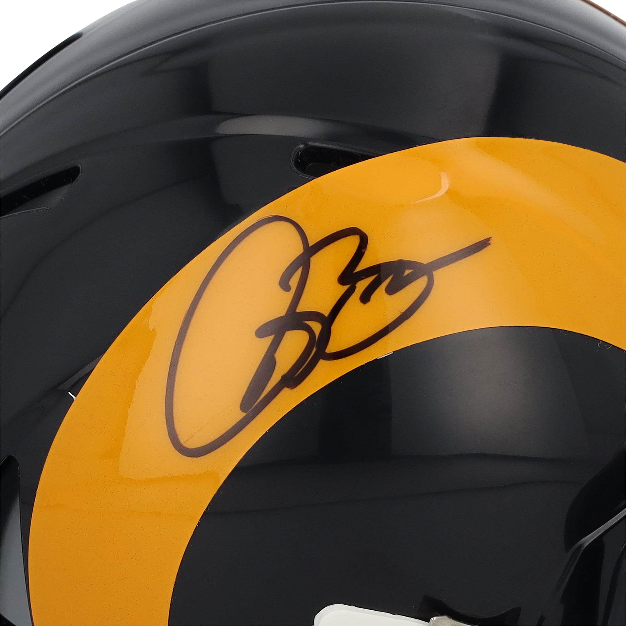 Casque miniature Riddell Speed ​​rétro 1981-1999 autographié par Isaac Bruce des Rams de Saint-Louis