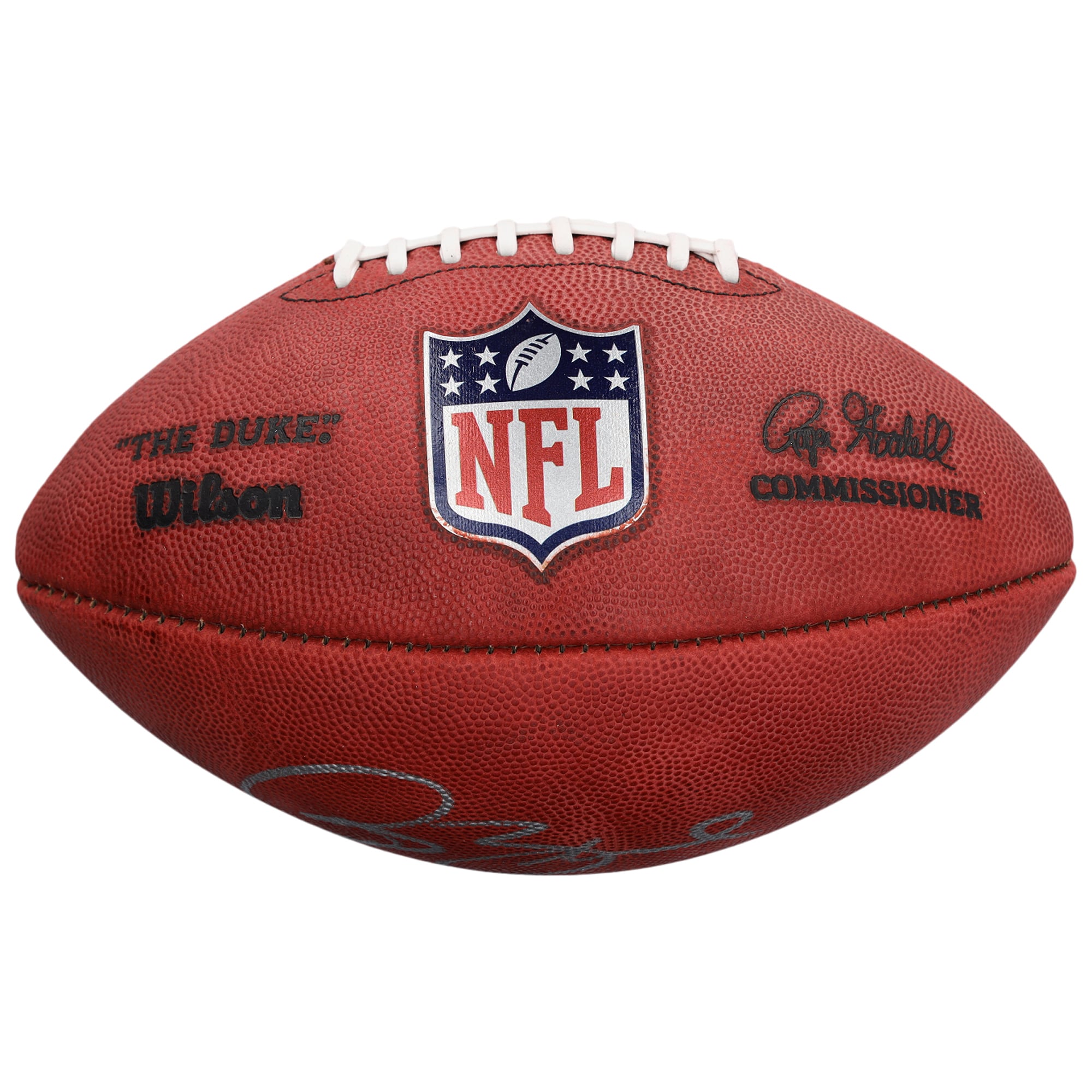 Ballon de football américain Wilson Duke en couleur, autographié par Isaac Bruce des Rams de Saint-Louis