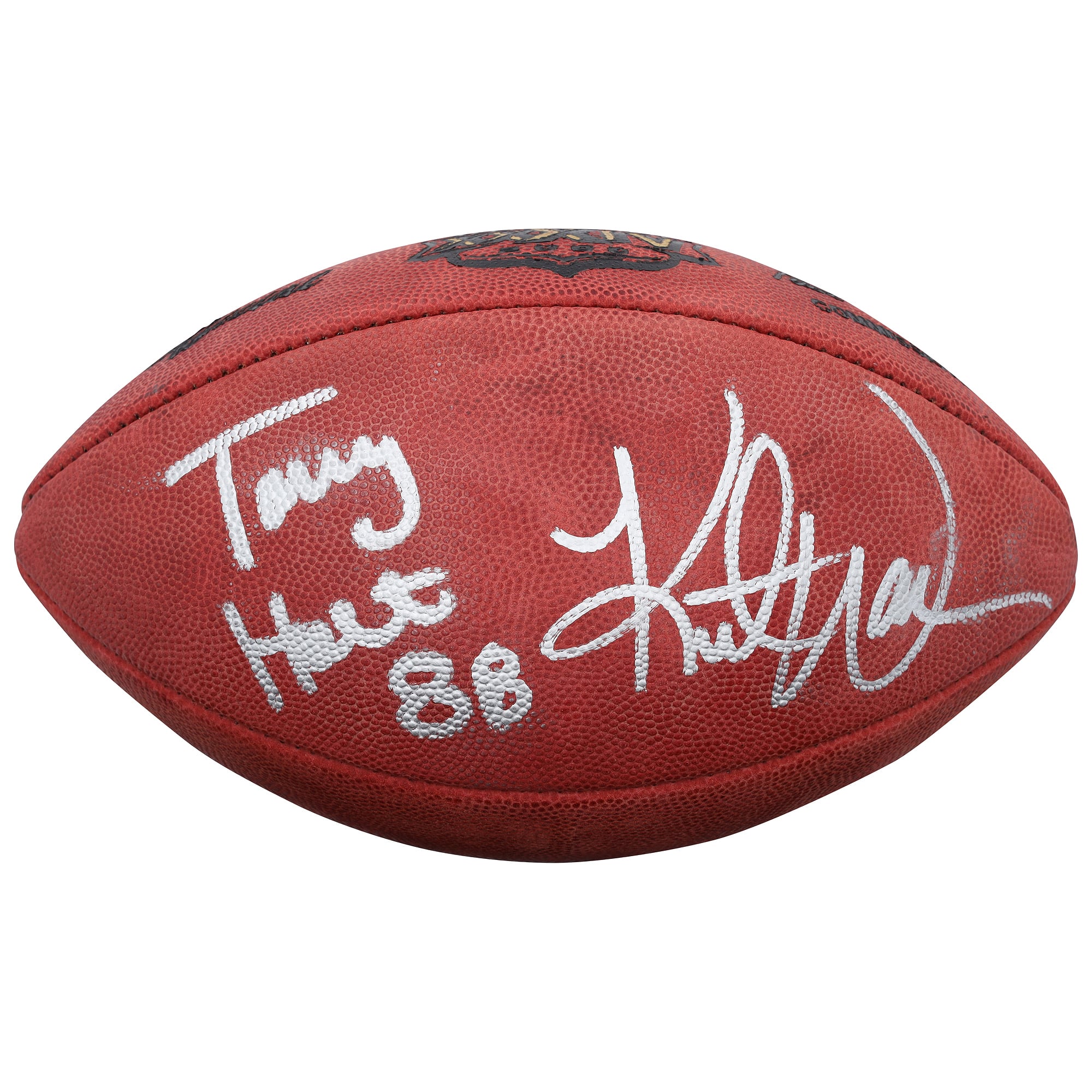 Ballon de football américain Wilson Duke Super Bowl XXXIV autographié par Kurt Warner et Torry Holt des Rams de Saint-Louis