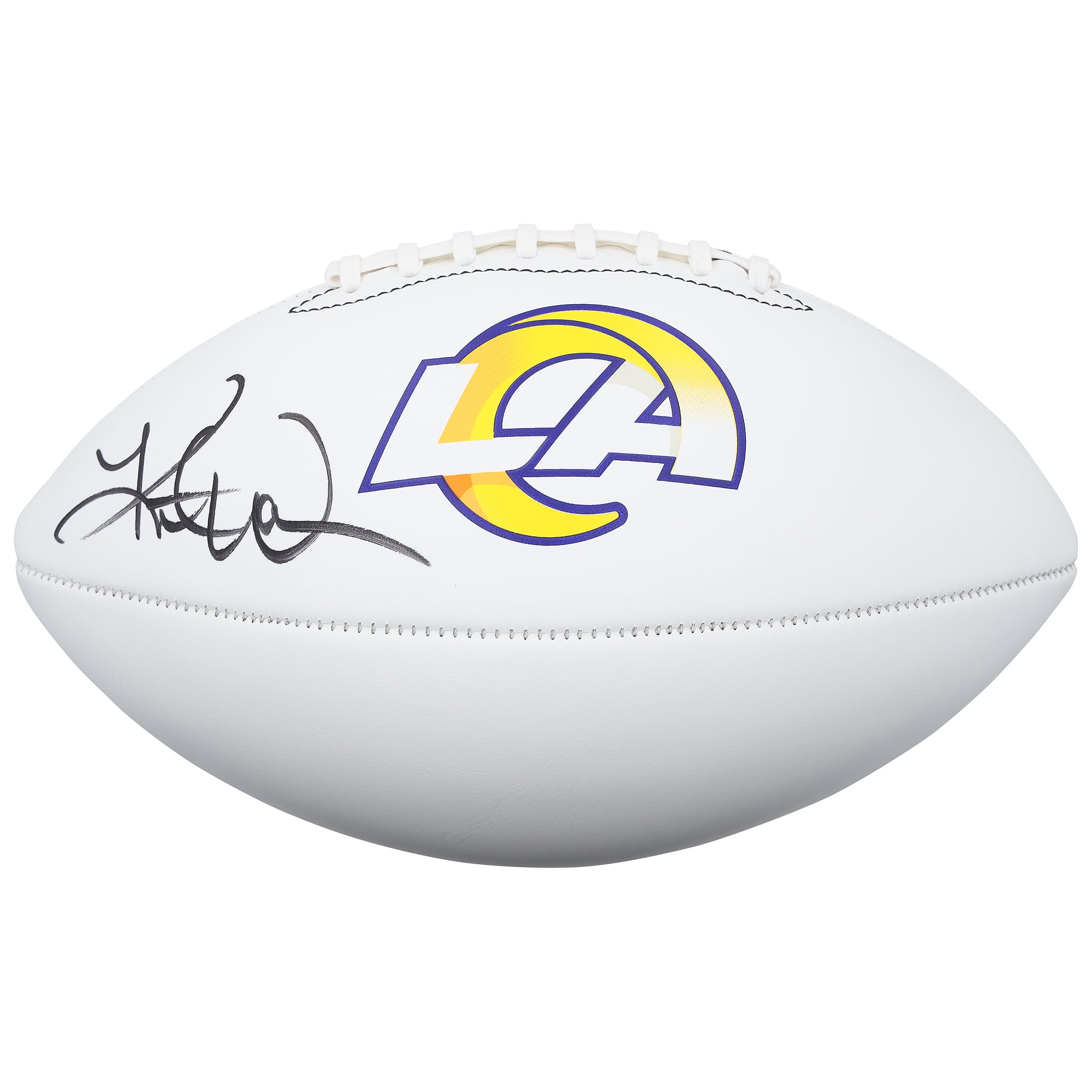 Ballon de football américain Franklin White Panel autographié par Kurt Warner des Rams de Los Angeles
