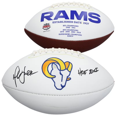 Marshall Faulk St. Louis Rams Autographed Fanatics Authentic White Panel Football with "HOF 20XI" Inscription