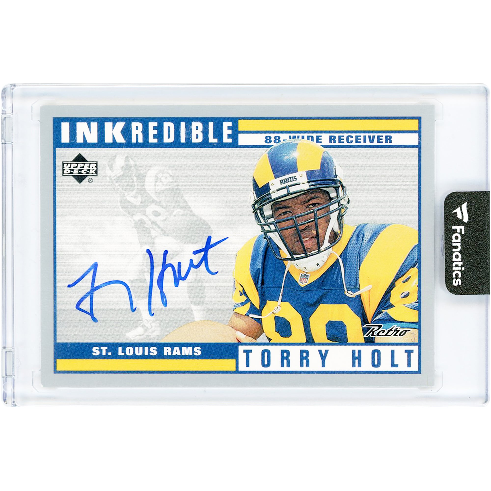 Carte de recrue autographiée de Torry Holt (St. Louis Rams) de 1999, Upper Deck Inkredible #TH