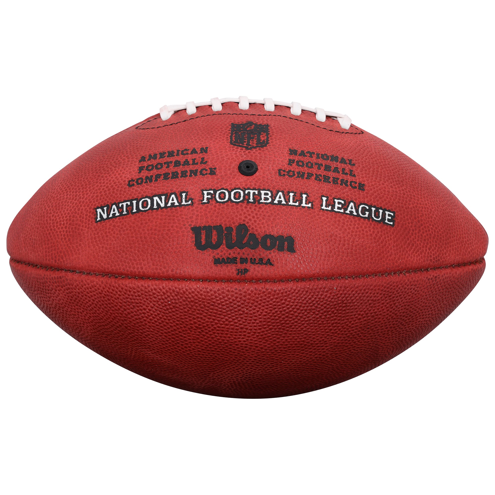 Ballon de football américain Duke en couleurs, autographié par Torry Holt (St. Louis Rams), avec inscription « Champion du Super Bowl XXXIV ».