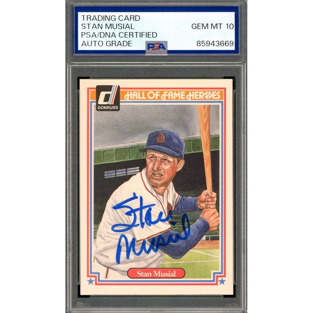 Stan Musial Gem Mint 10 PSA DNA Signed 1983 Donruss Hall of Fame Heroes