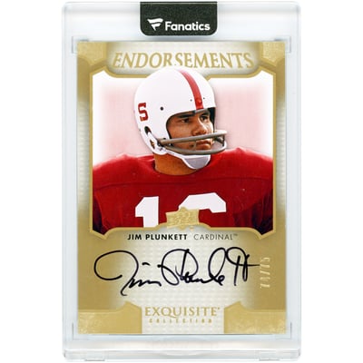 Jim Plunkett Stanford Cardinal Autographed 2011 Upper Deck Exquisite Collection Endorsements #E-JP #74/75 Card