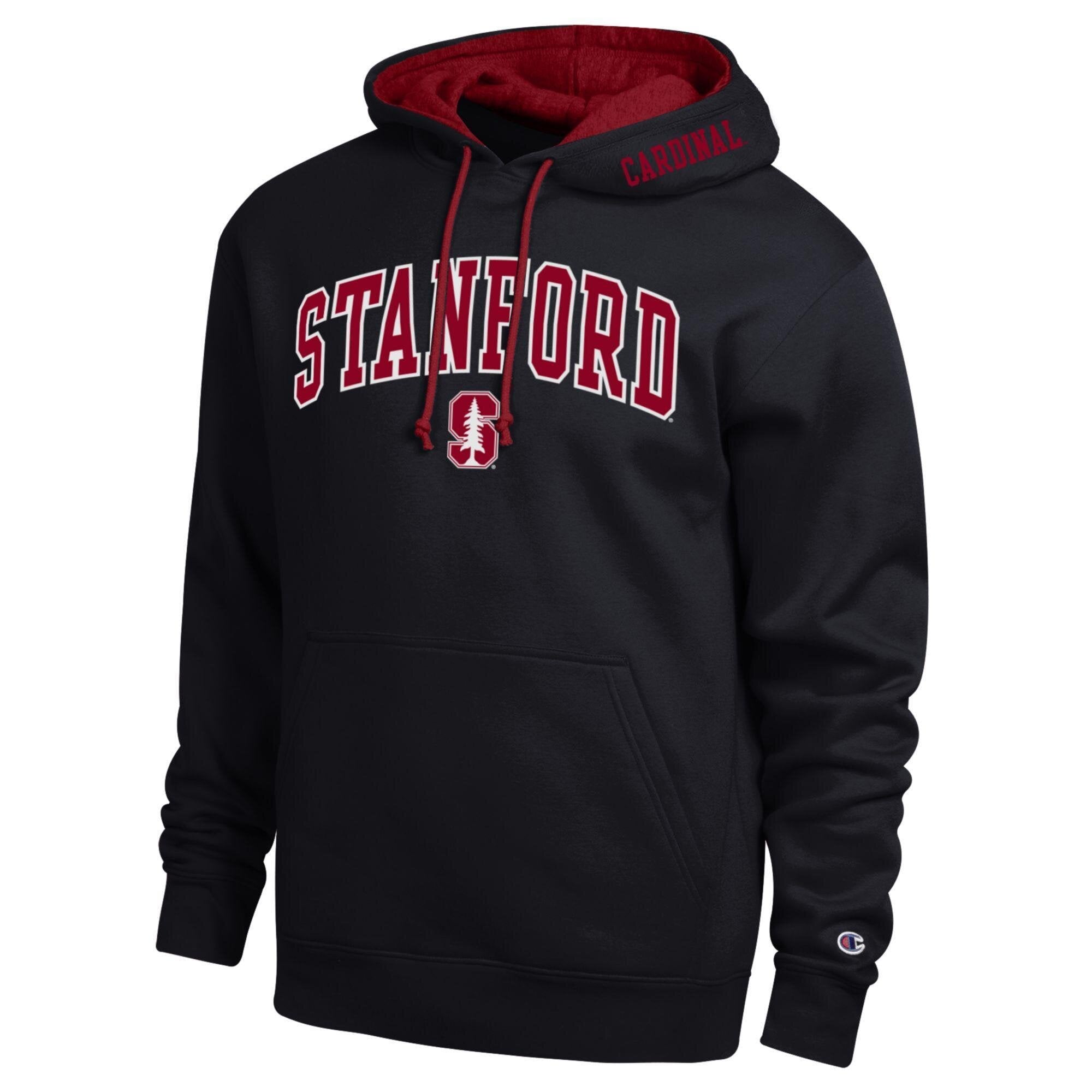Sweat à capuche Champion noir Stanford Cardinal Arch Tackle en sergé pour homme