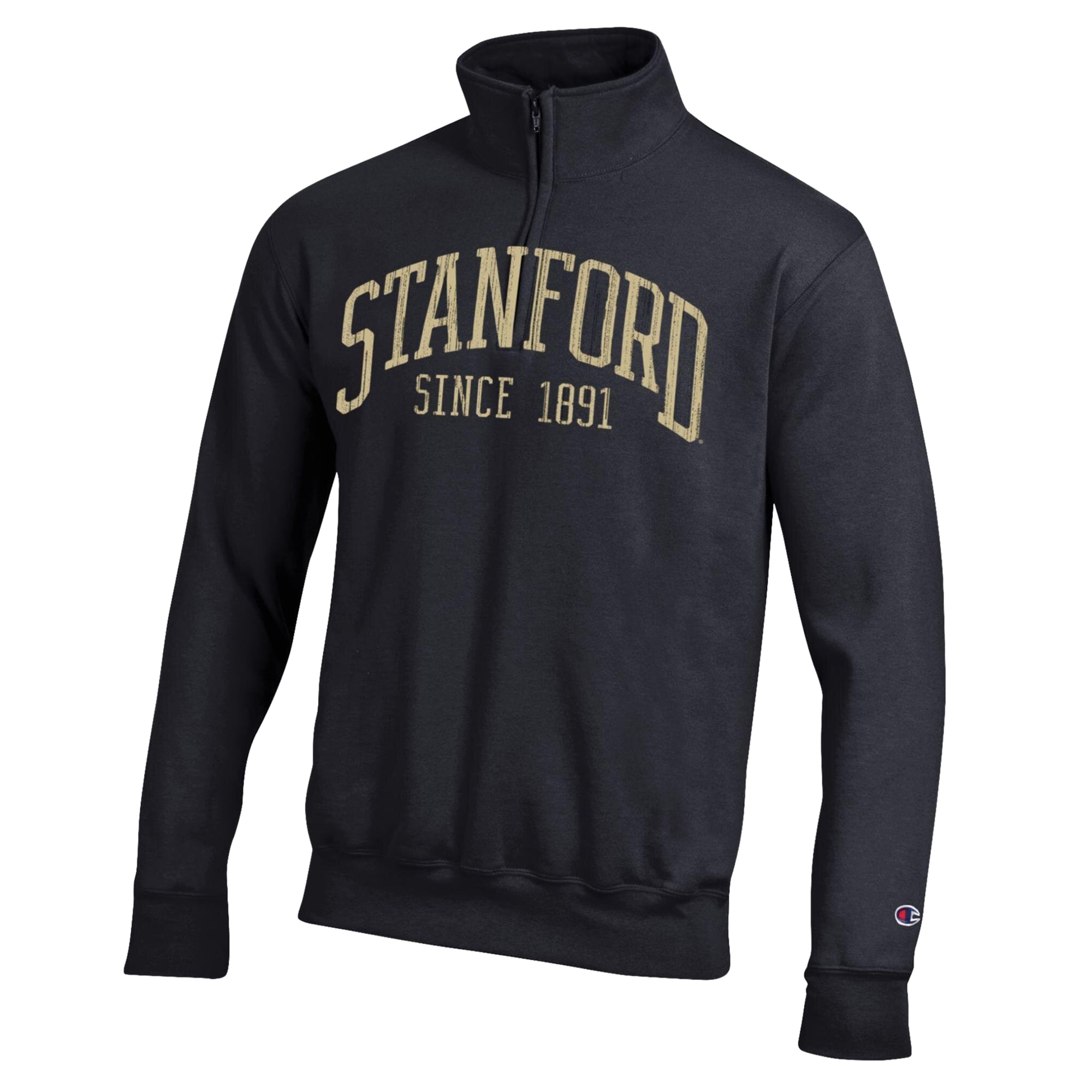 Men's Champion  Black Stanford Cardinal Powerblend Quarter-Zip Pullover