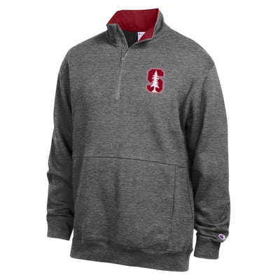  Stanford Cardinal Champion Fleece Quarter-Zip Pullover - Charcoal
