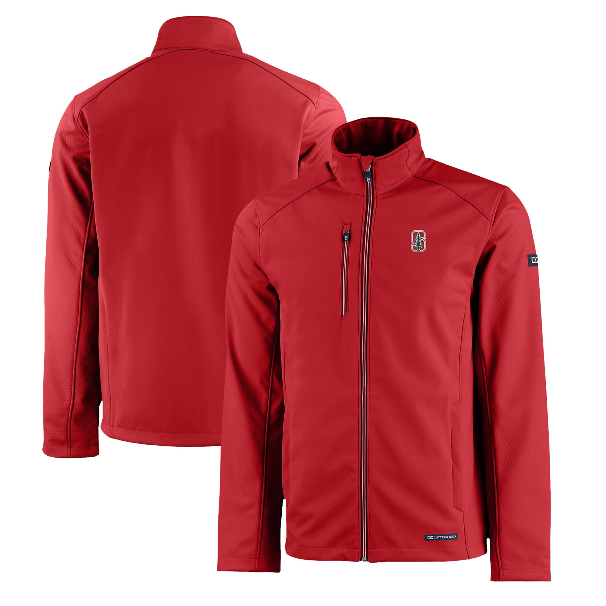 Men's Cutter & Buck  Cardinal Stanford Evoke Eco Softshell Recycled Full-Zip Jacket