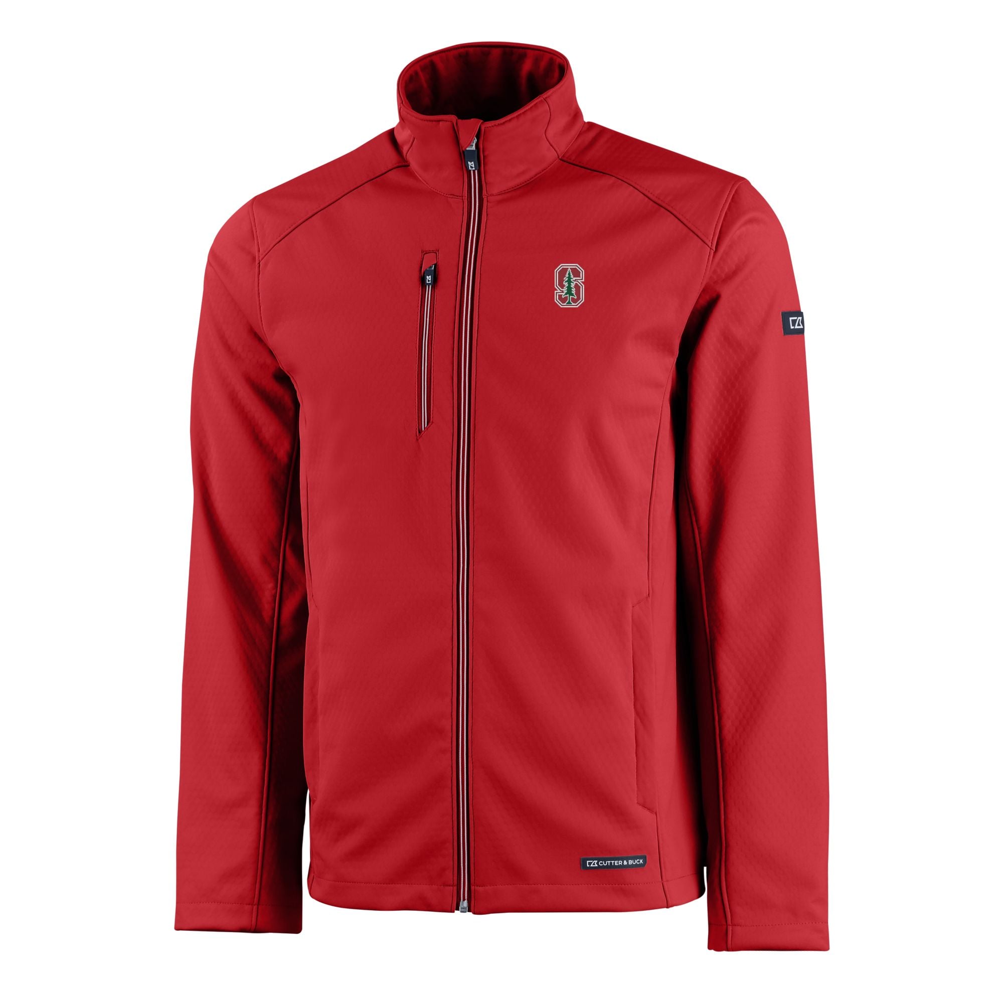 Men's Cutter & Buck  Cardinal Stanford Evoke Eco Softshell Recycled Full-Zip Jacket