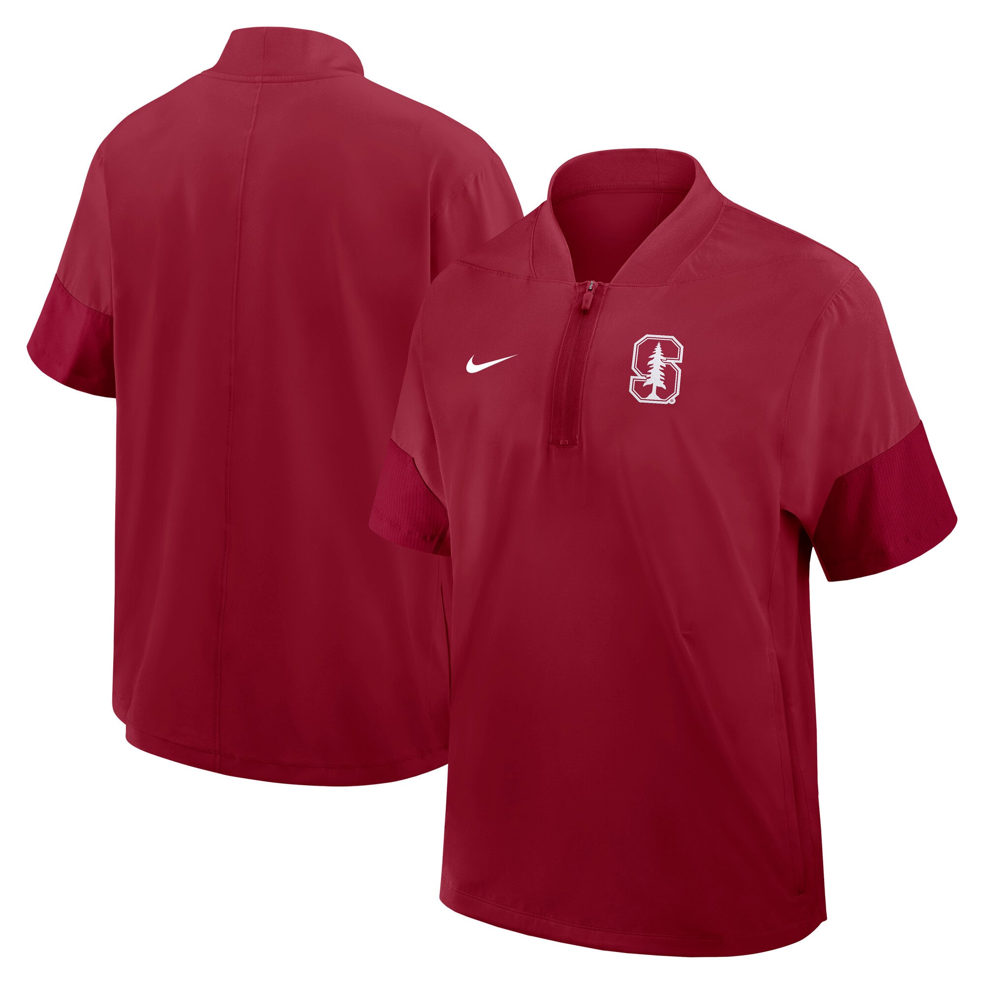 Men's Nike Cardinal Stanford 2025 Sideline Short Sleeve Quarter-Zip Dri-FIT Coaches Jacket