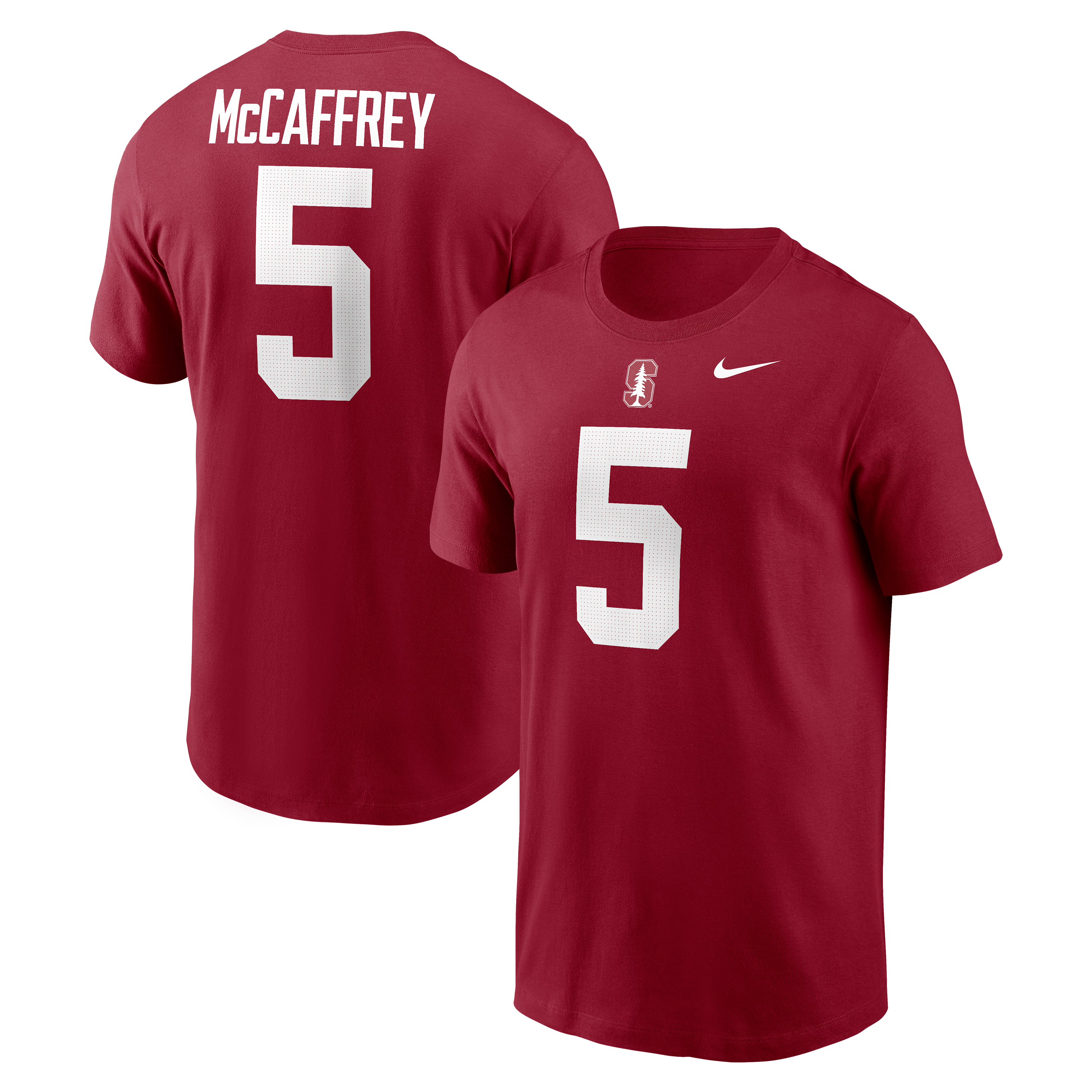 T-shirt Nike pour homme Christian McCaffrey Cardinal Stanford avec nom et numéro