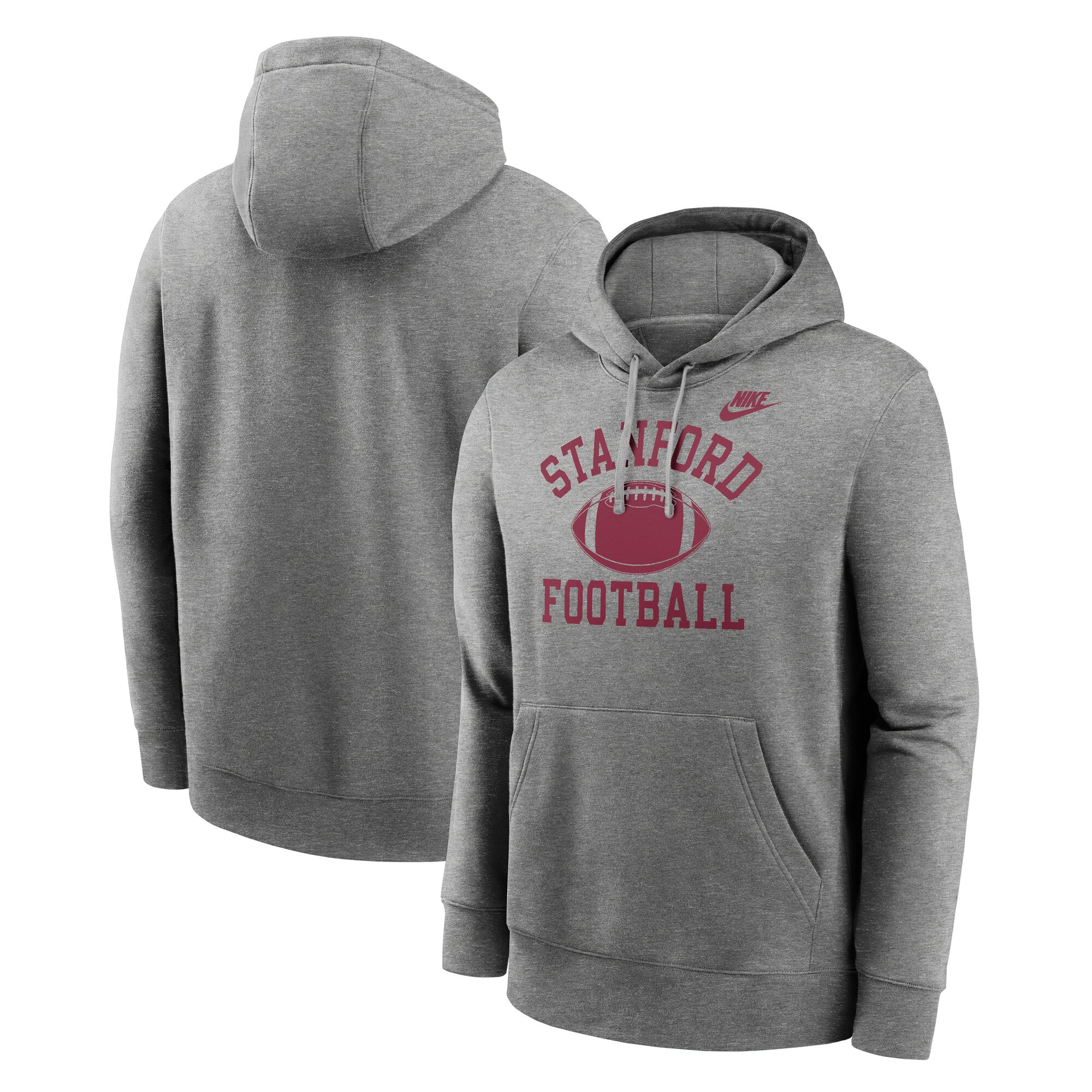Men's Nike Heather Gray Stanford Cardinal Legacy Football Icon Club Fleece Pullover Hoodie