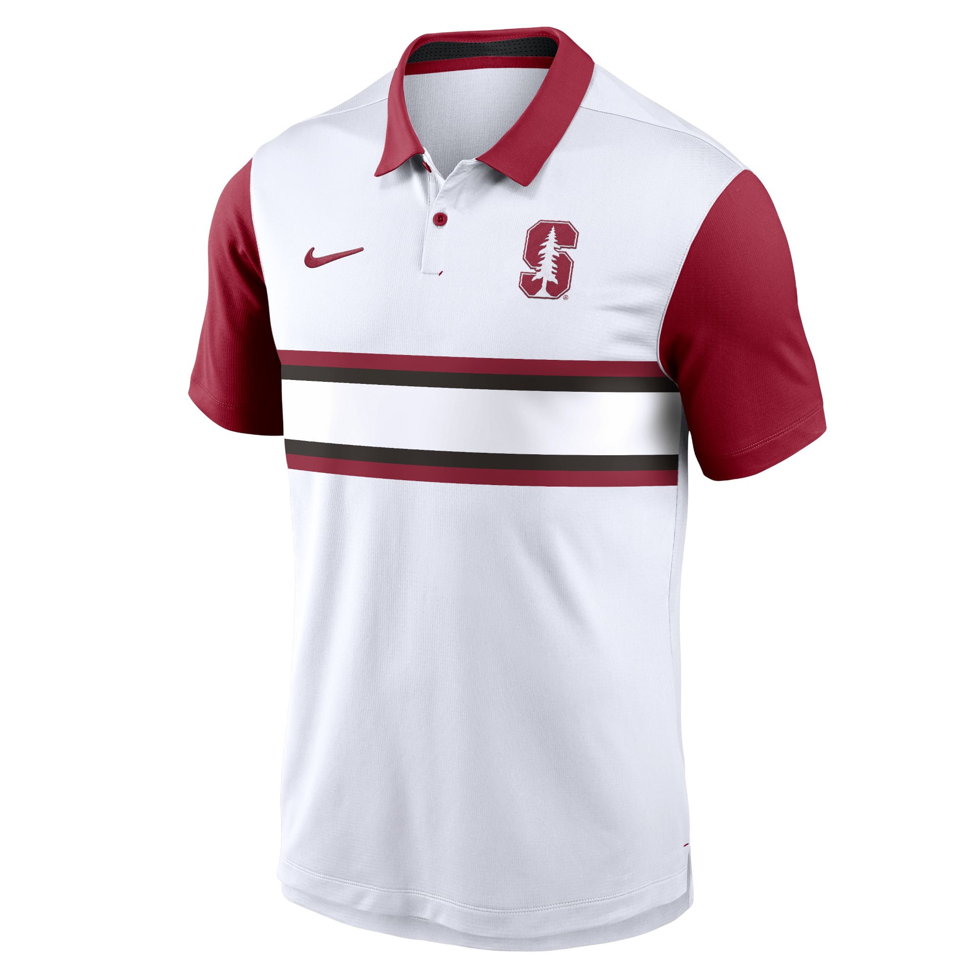 Polo Nike Vapor Dri-FIT blanc/cardinal Stanford Cardinal Primetime Campus Pattern pour homme
