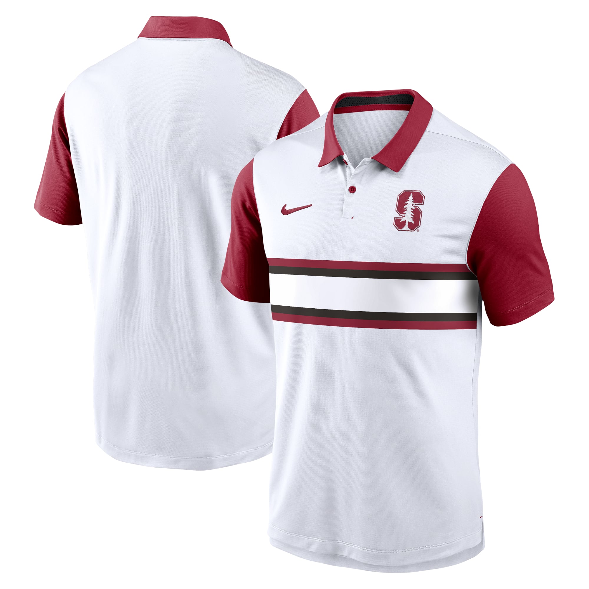 Polo Nike Vapor Dri-FIT blanc/cardinal Stanford Cardinal Primetime Campus Pattern pour homme