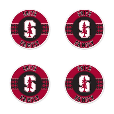 Stanford Cardinal 4" Personalized Circular Coasters 4-Pack Set
