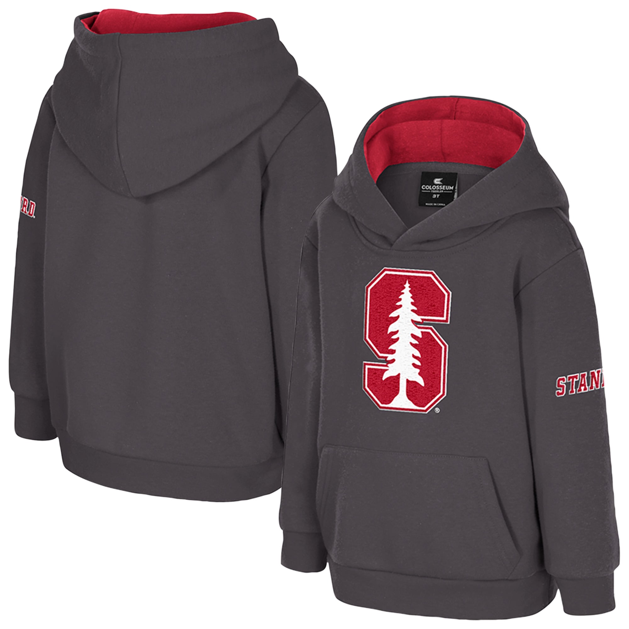 Toddler Colosseum  Charcoal Stanford Cardinal Big Logo Fleece Pullover Hoodie