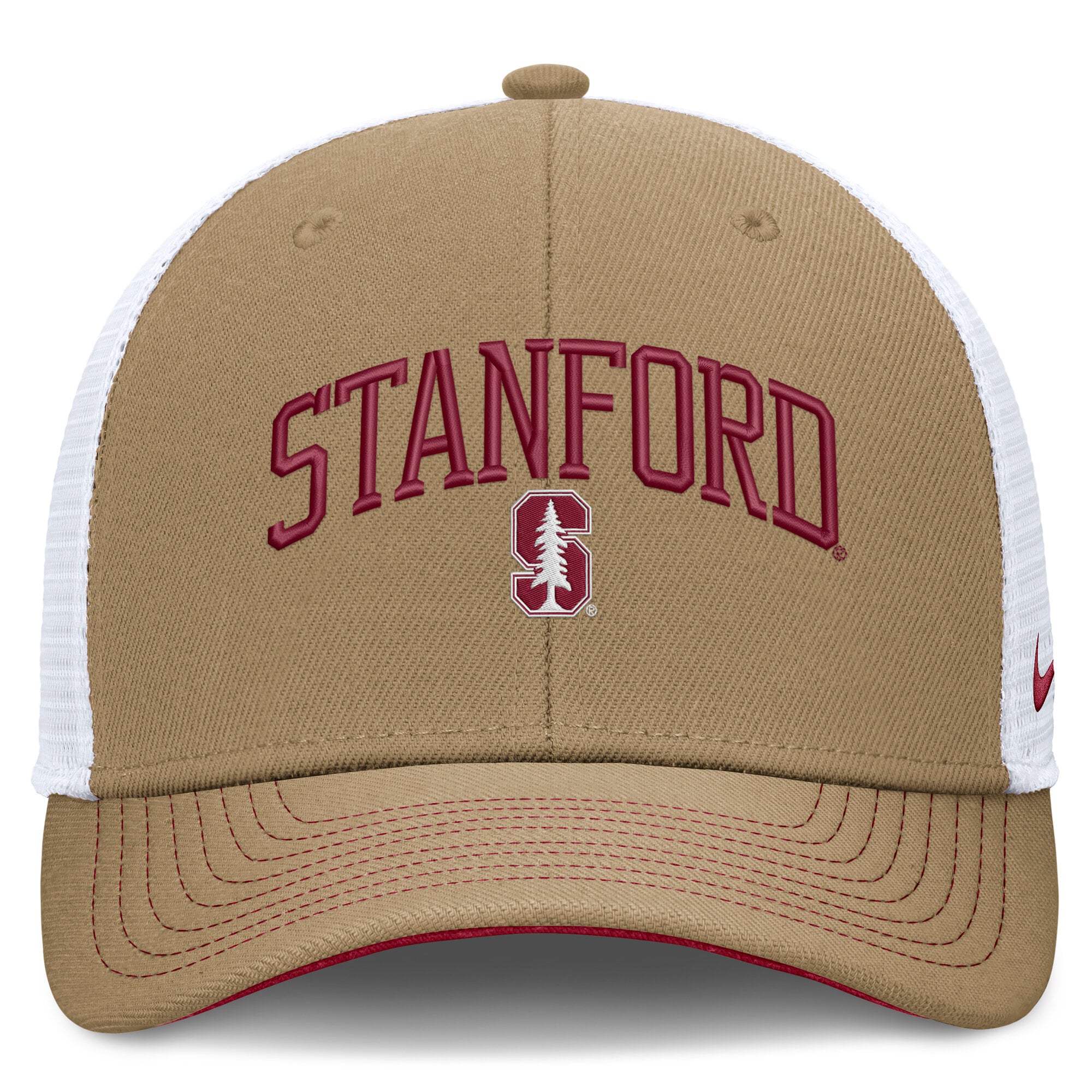 Casquette trucker unisexe Nike beige/blanche Stanford Cardinal Dri-FIT Primetime à design arqué et ajustable
