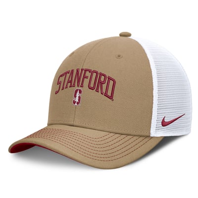  Stanford Cardinal Nike Unisex  Dri-FIT Primetime Arched Trucker Adjustable Hat - Beige/White