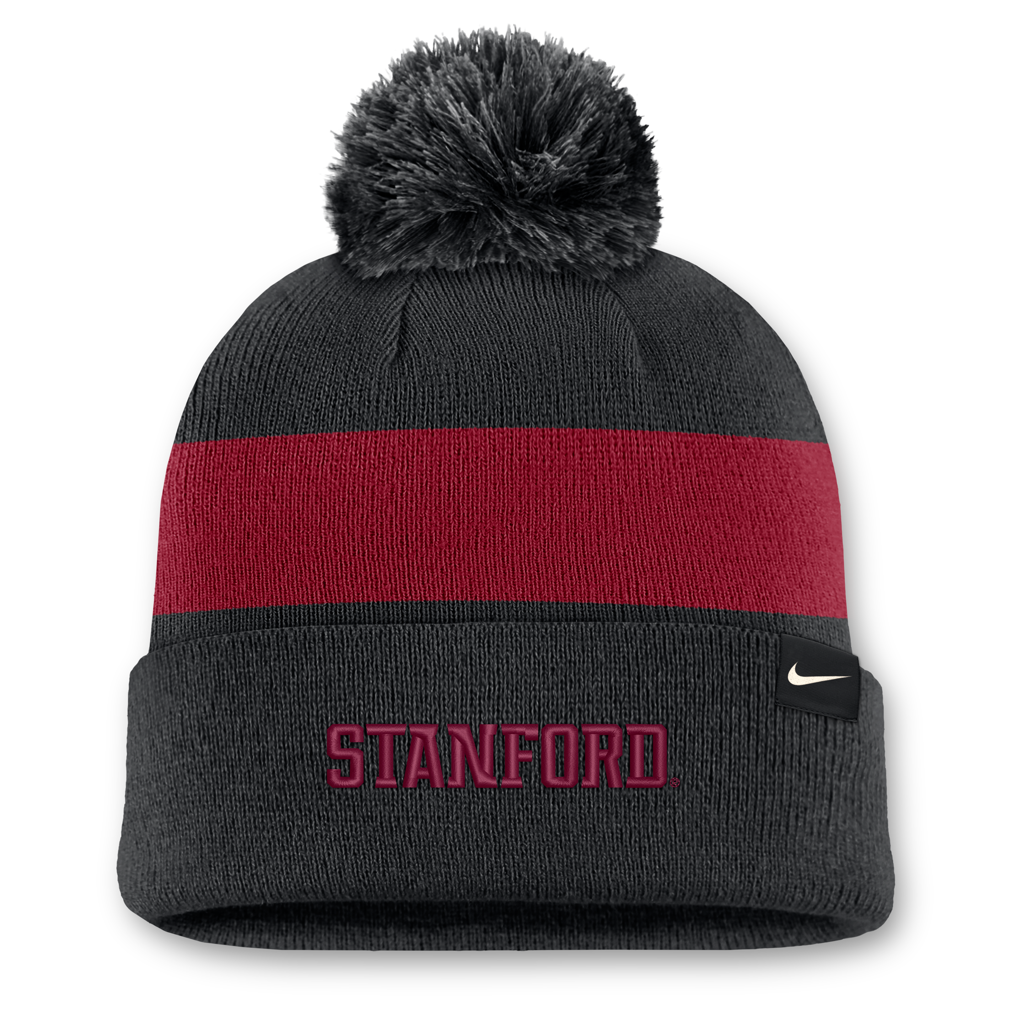 Bonnet unisexe Nike noir à rayures Stanford Cardinal Primetime et pompon