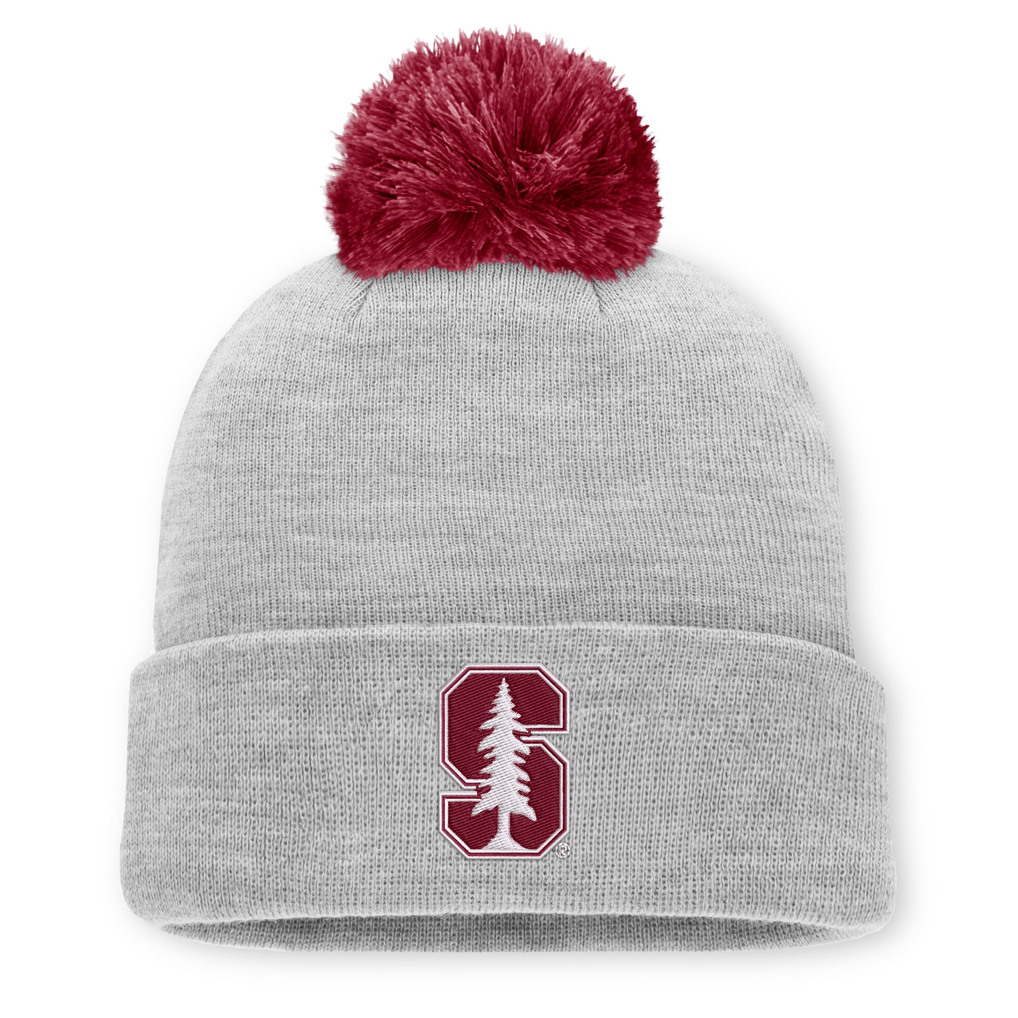 Bonnet unisexe Nike gris chiné Stanford Cardinal Primetime Script à revers et pompon