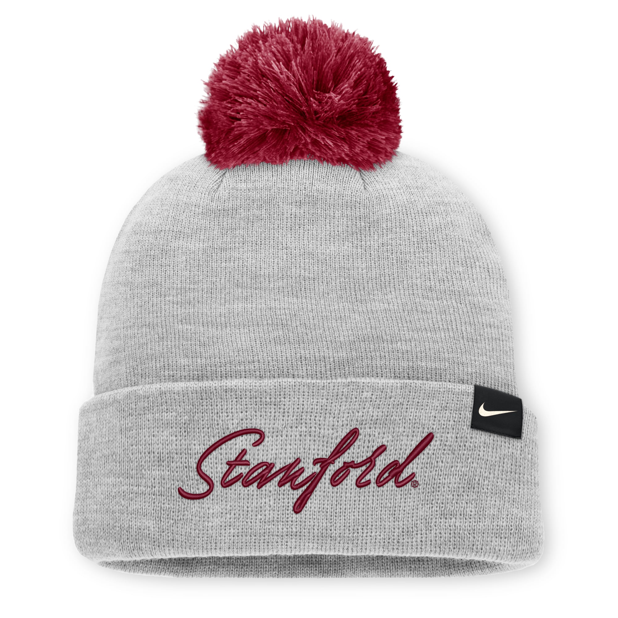 Bonnet unisexe Nike gris chiné Stanford Cardinal Primetime Script à revers et pompon
