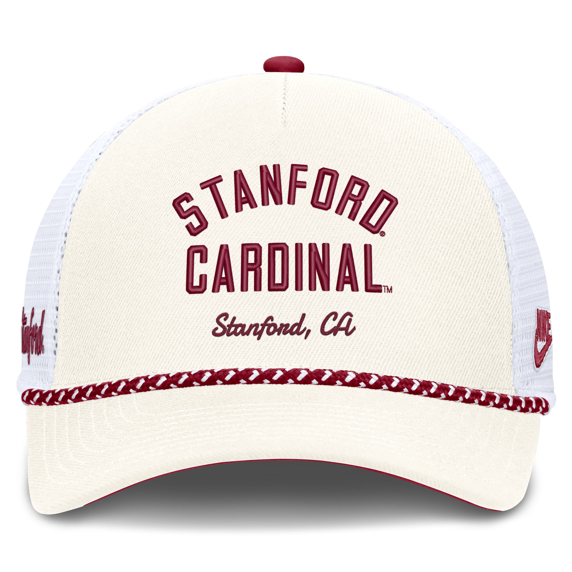 Casquette unisexe Nike blanche Stanford Cardinal Mascot Rope Trucker Hat