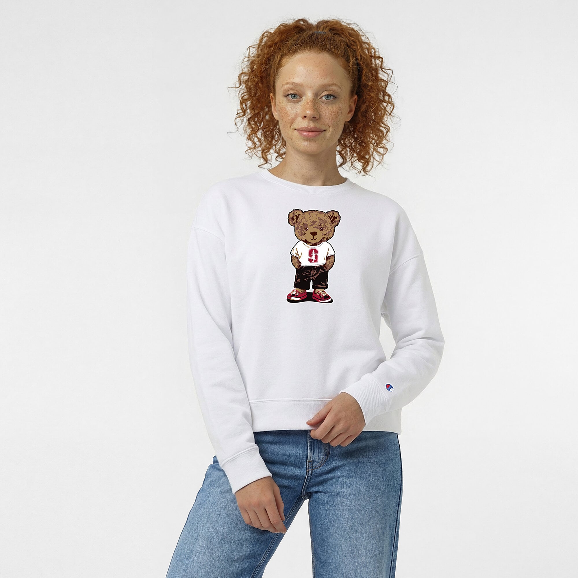 Women's Champion  White Stanford Cardinal Teddy Bear Fleece Sweatshirt