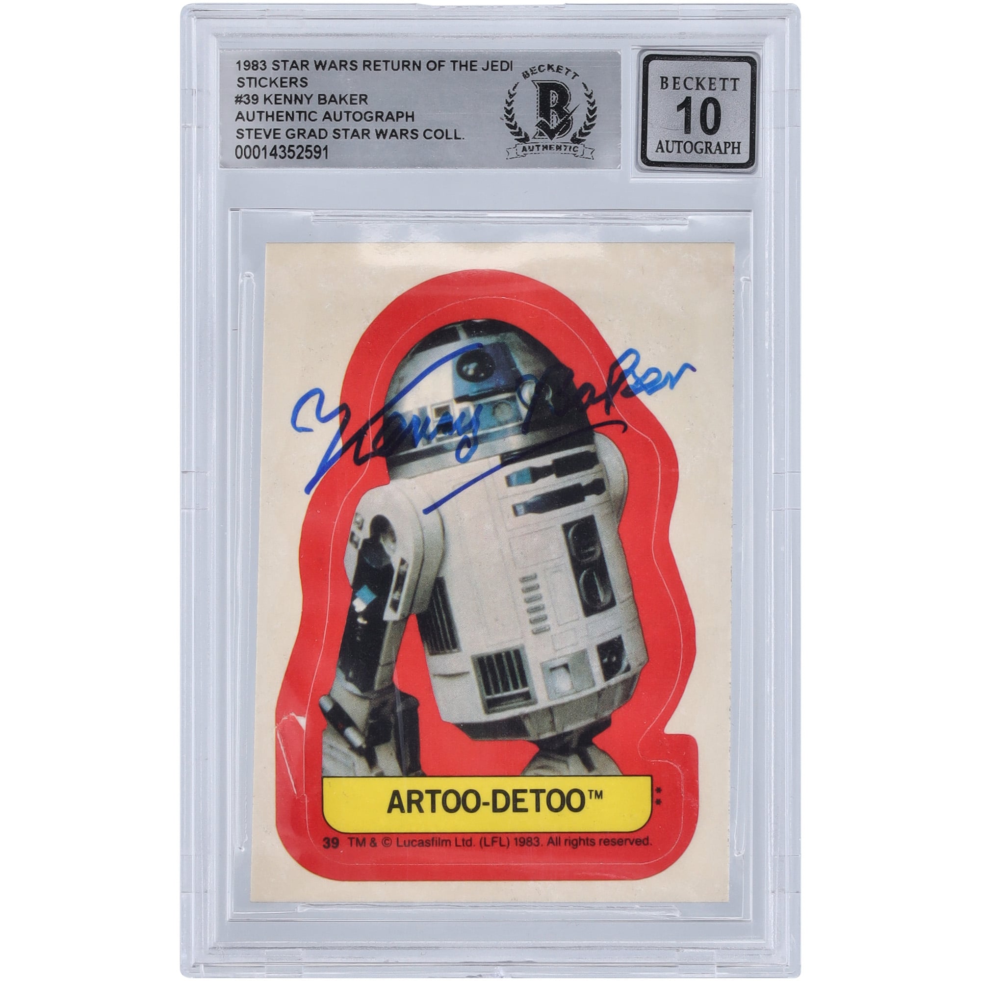Kenny Baker Star Wars Autographed 1983 Topps Return of the Jedi 