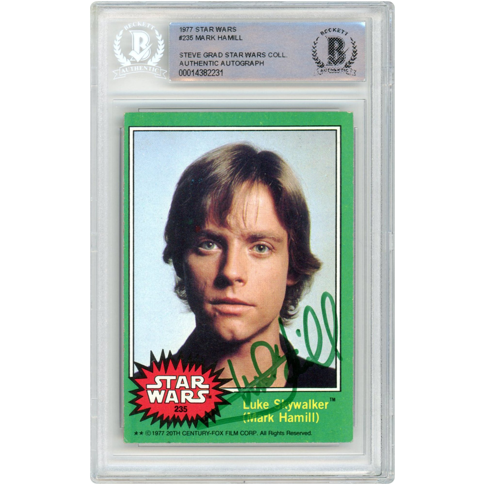 Mark Hamill Autographed 1977 Topps Star Wars Luke Skywalker #235 