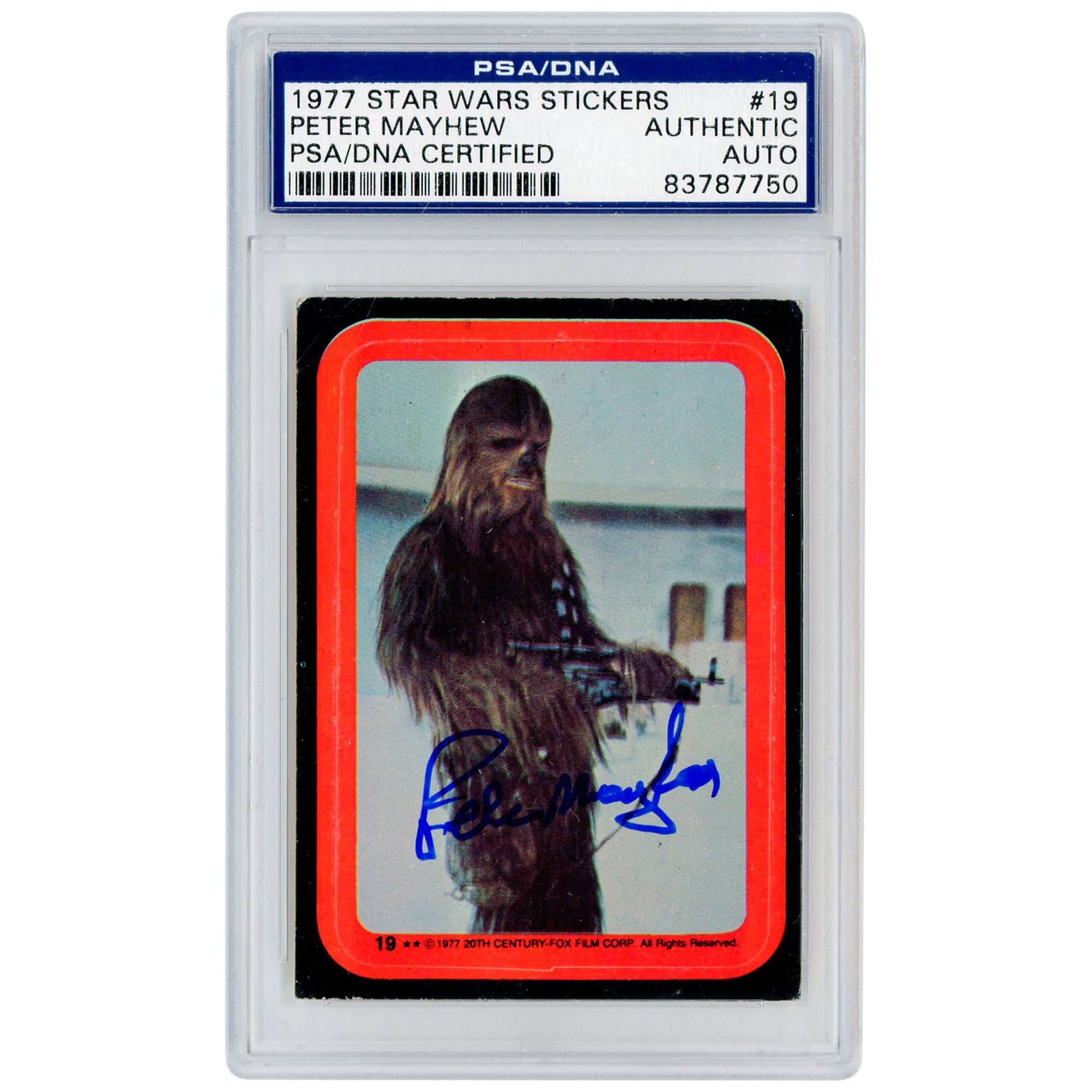 Bas Authenticated Sticker Peter Mayhew 1977