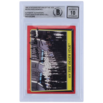 Richard Bonehill Star Wars Autographed 1983 Topps Return of the Jedi #54 BGS Authenticated 10 Card