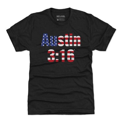 "Stone Cold" Steve Austin 500 Level 3:16 American Flag Tri-Blend T-Shirt - Black