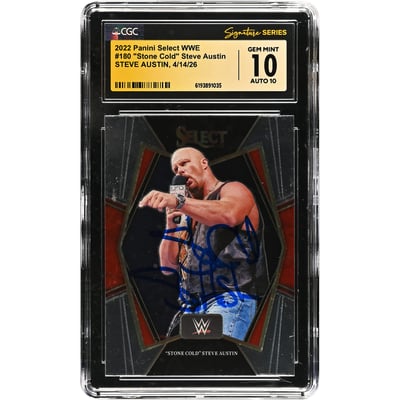 "Stone Cold" Steve Austin WWE Autographed 2022 Panini Select WWE #180 CGC Fanatics Witnessed Authenticated 10/10 Card