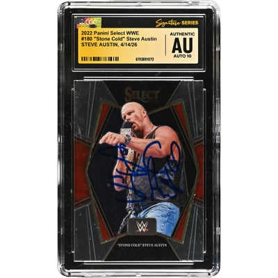 "Stone Cold" Steve Austin WWE Autographed 2022 Panini Select WWE #180 CGC Fanatics Witnessed Authenticated AUTO 10 Card