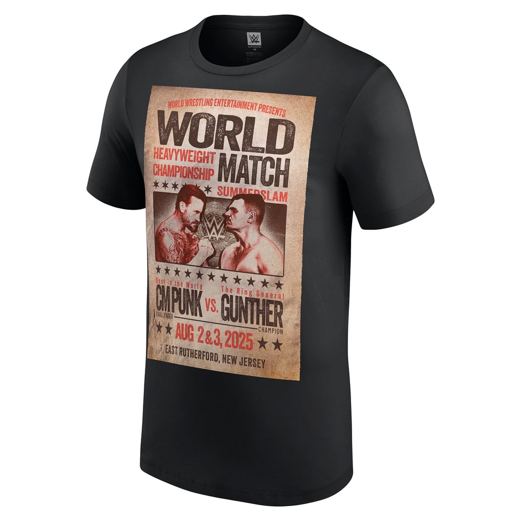 T-shirt noir du match CM Punk vs. Gunther à SummerSlam 2025