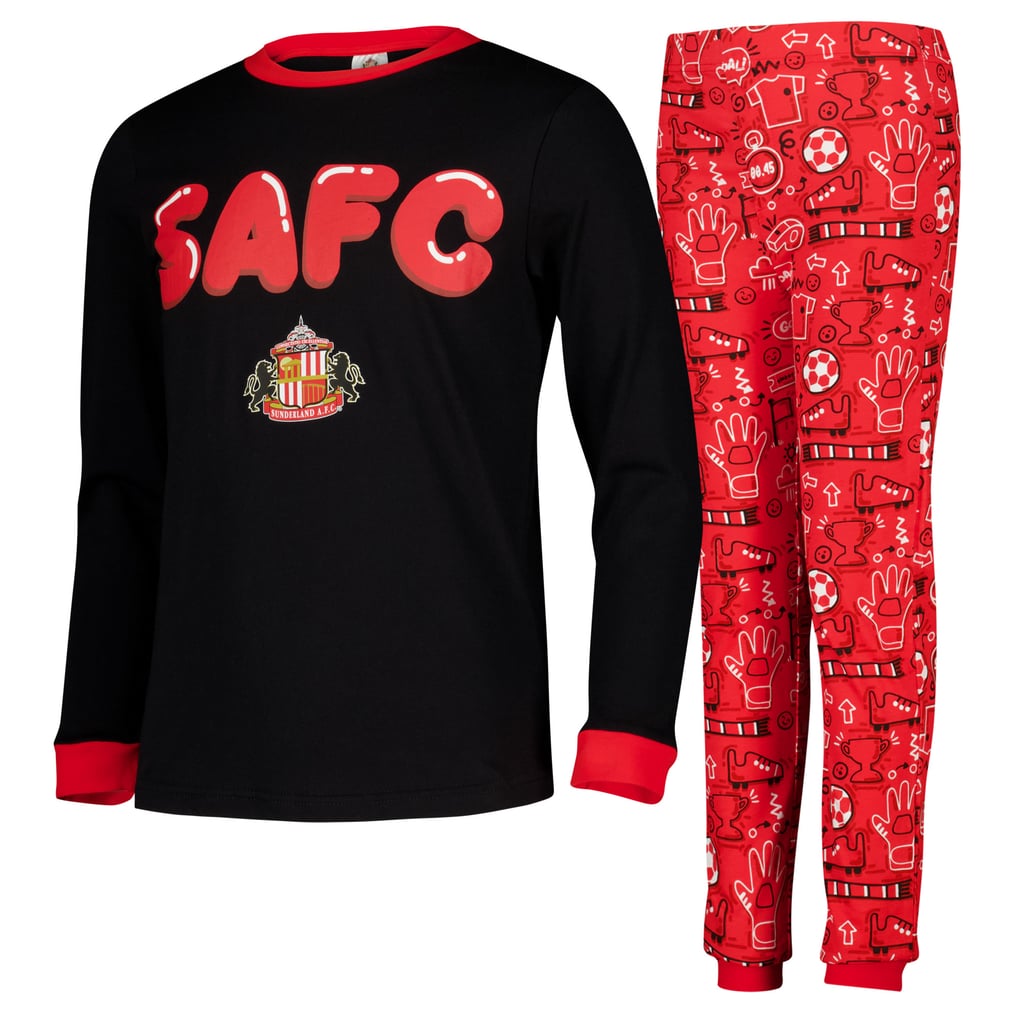 Sunderland Doodle Snuggle Fit Pyjamas - Black/Red - Kids