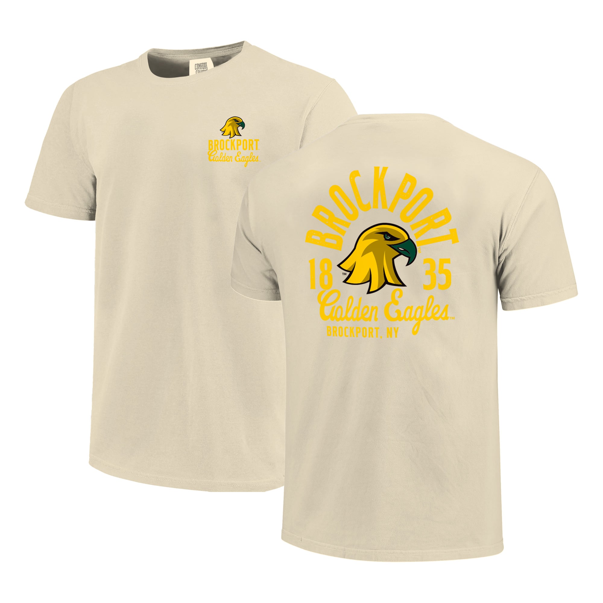 T-shirt crème pour homme avec logo mascotte des Golden Eagles de Brockport SUNY
