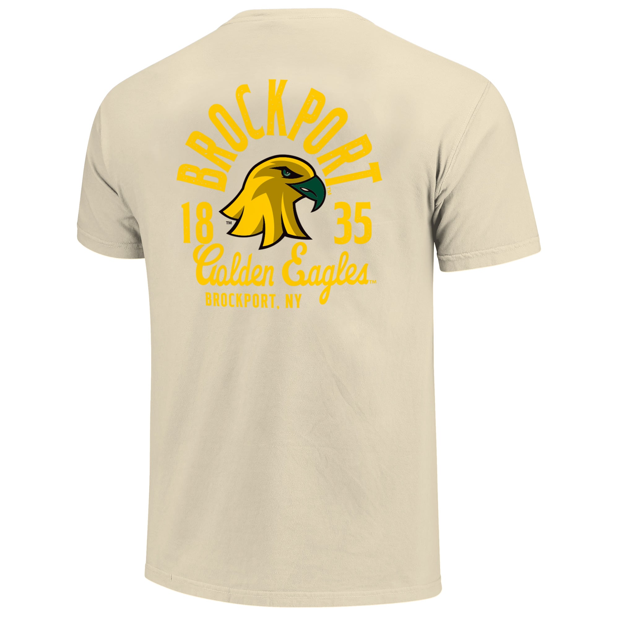 T-shirt crème pour homme avec logo mascotte des Golden Eagles de Brockport SUNY