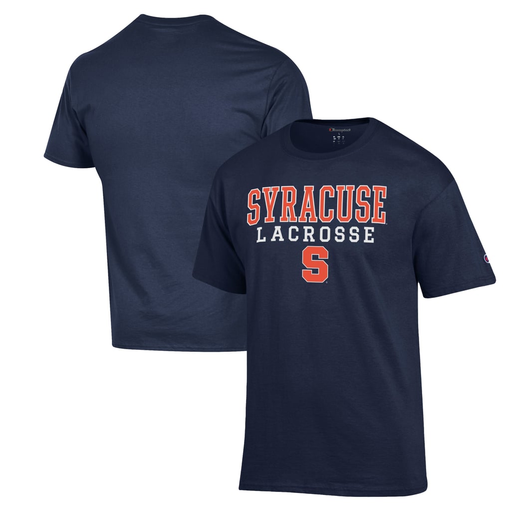 Men's Champion Navy Syracuse Orange Stack Logo Lacrosse Powerblend T-Shirt